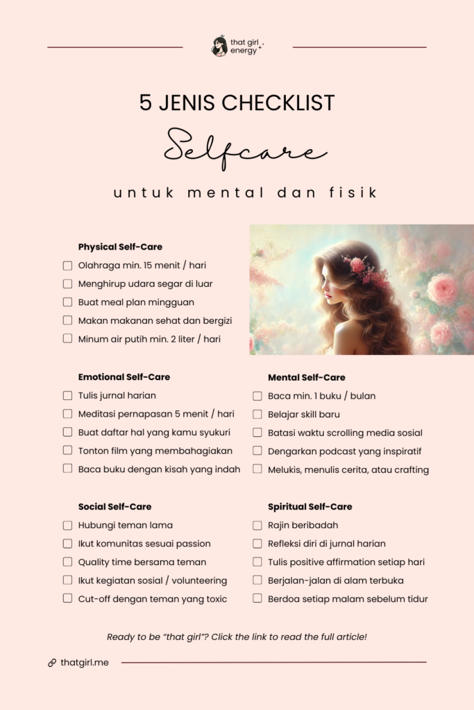 checklist 5 jenis self-care untuk mental dan fisik